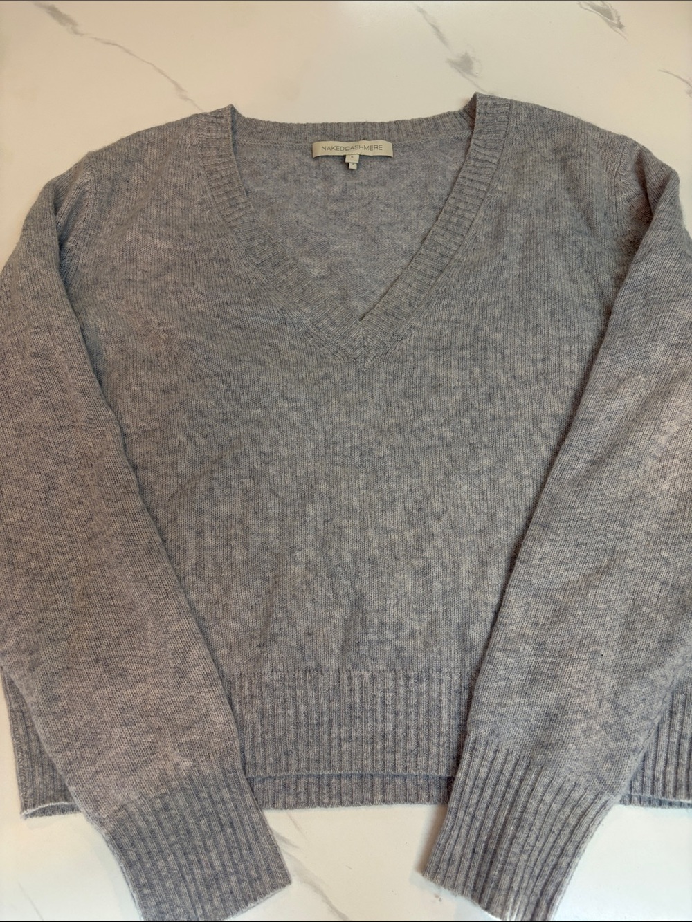 NakedCashmere Heather Gray V-Neck Sweater 100% Cashmere S